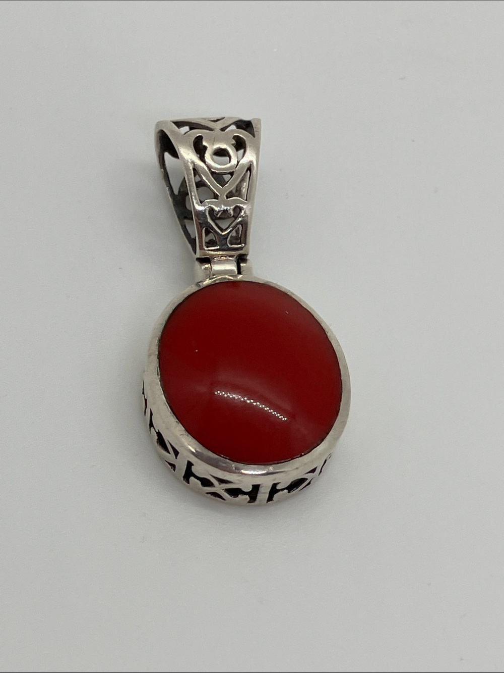Silpada 925 Sterling Silver Red Jasper Filigree Necklace Pendant | S1300